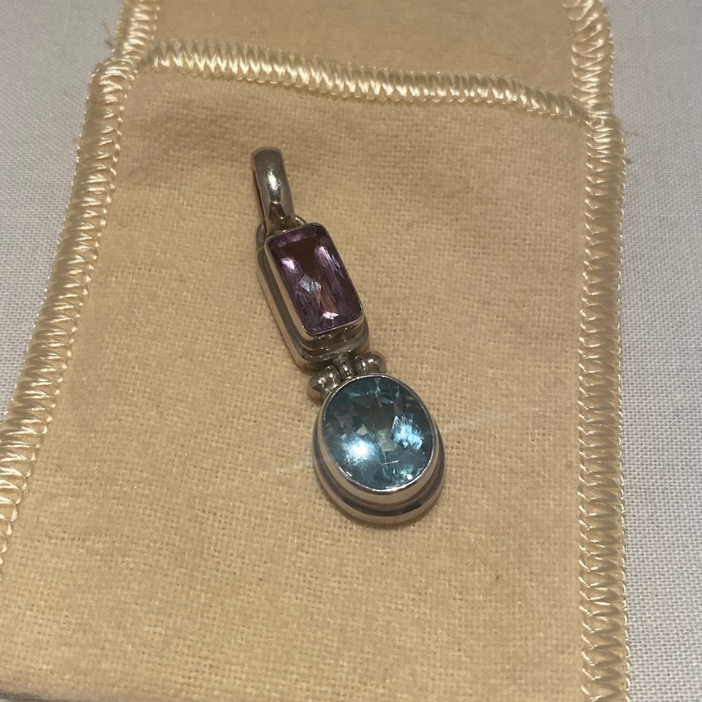 Sterling, Amethyst, and Aquamarine Pendant